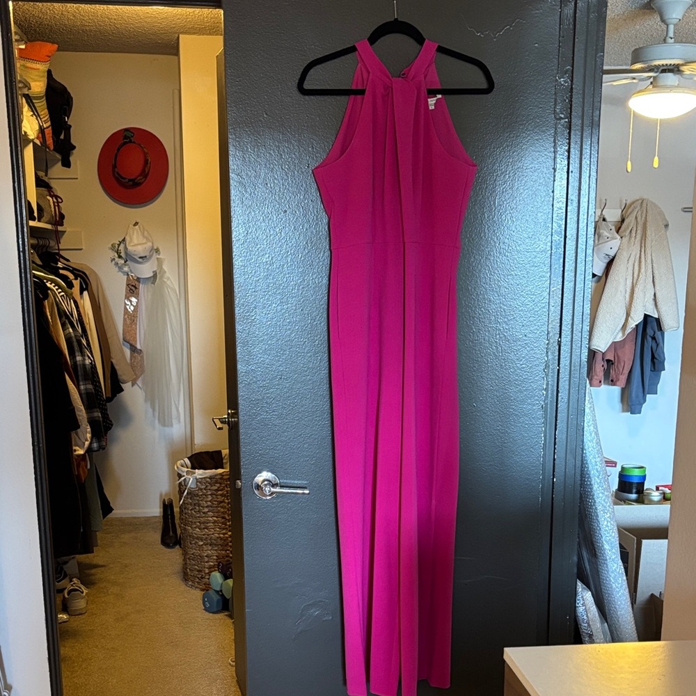 Elegant Pink Halter Dress